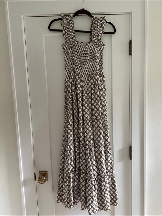 Few Moda Dresses & Skirts - Smocked Plaid Maxi Dress in Blue and Brown